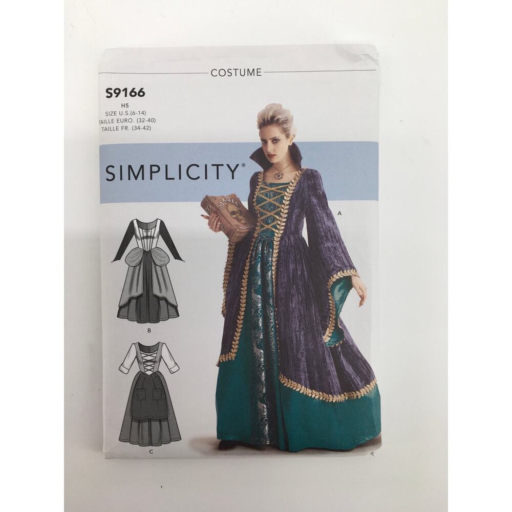 Simplicity Sewing Pattern S9166 Medieval Renaissance Witch Costume 6-14 UNCUT